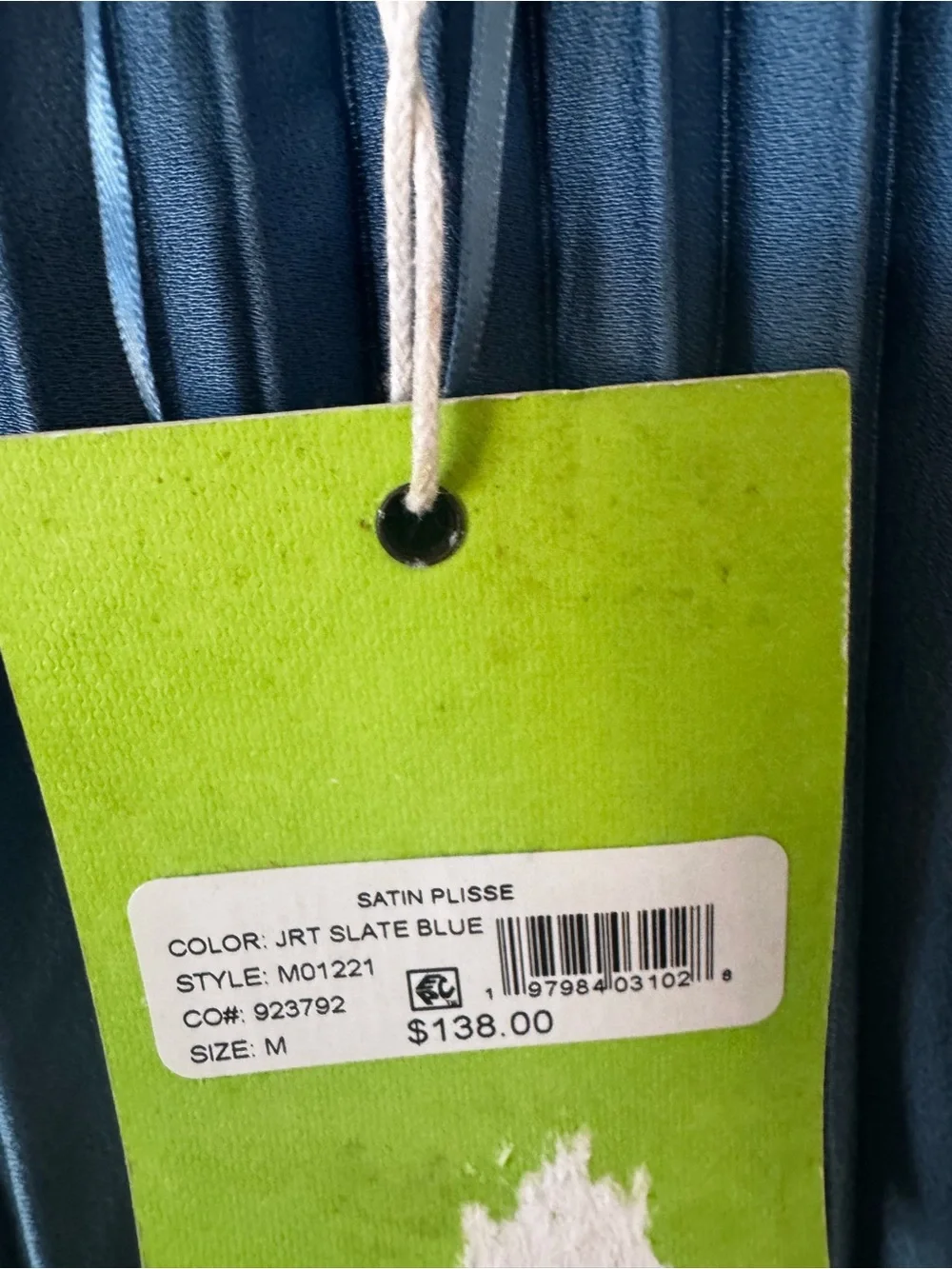 Sam Edelman Satin Plissé Pleated Midi Dress Slate Blue NWT Medium - Picture 5 of 6